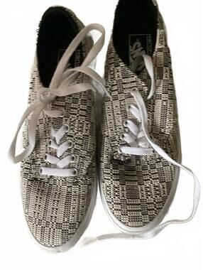 Vans Ultracush Camden Optical Woven Deluxe Womens Size 9 Black Beige Skate Shoes